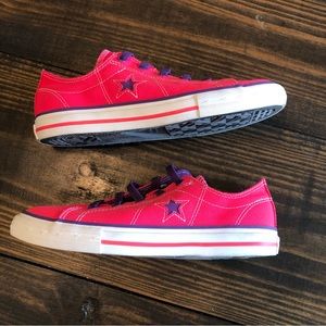 Converse Low Top Sneakers Hot Pink Purple Star Streetwear Skater 7.5